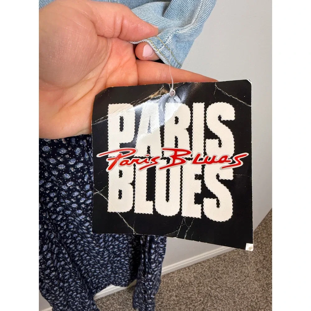 NWT Vintage Paris Blues S | M Denim Vest Blue Floral Maxi Dress Set 1990's USA - Picture 8 of 16